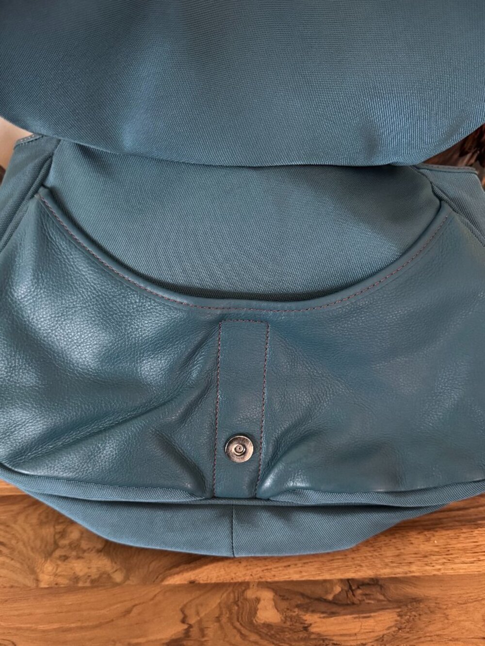 Kenneth Cole Crystal Teal Leather Handbag - Picture 4 of 14